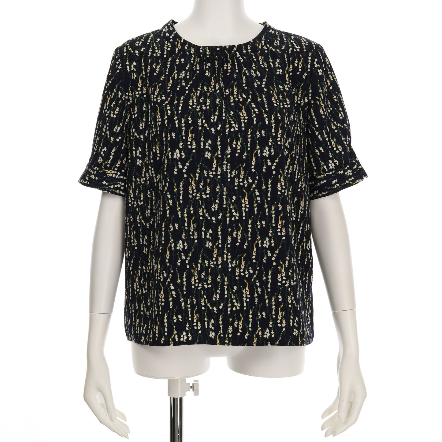 小花柄バックリボンブラウス