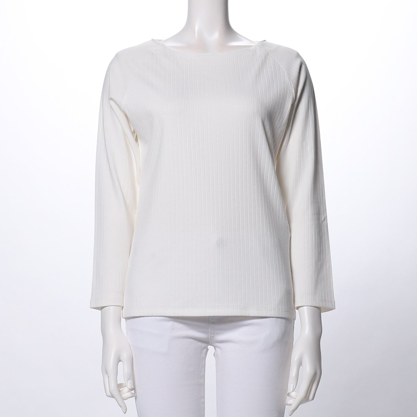 ラウンドネックリブカットソー