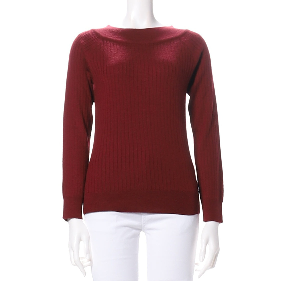 広衿クルーリブニット