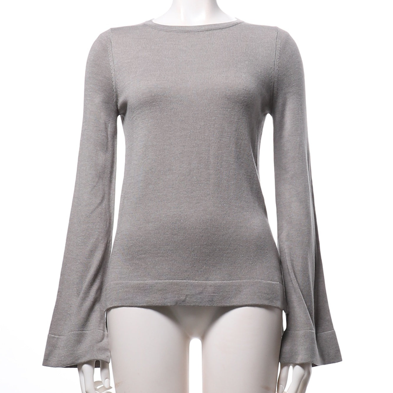 クルーネックフレアスリーブニット