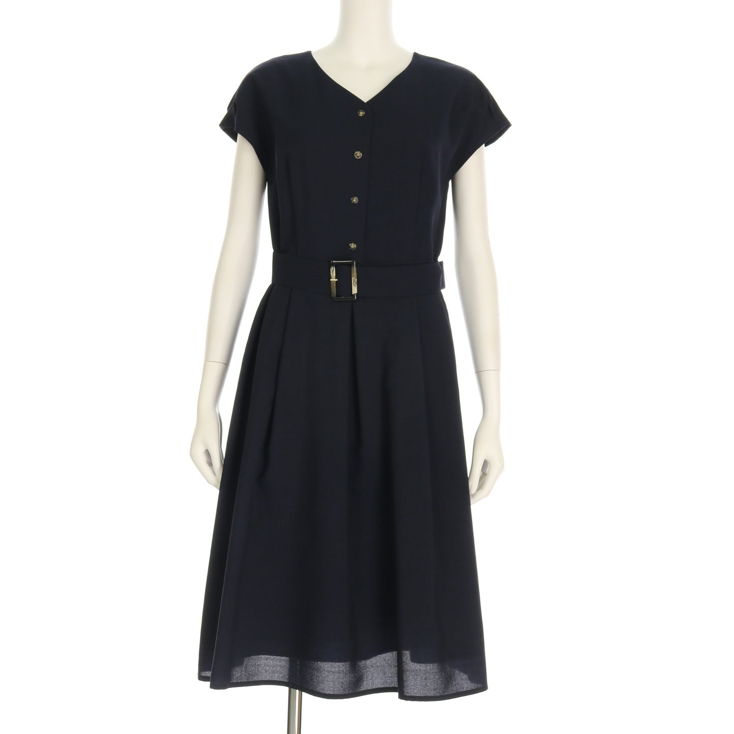 ベルト付きフレンチスリーブワンピース