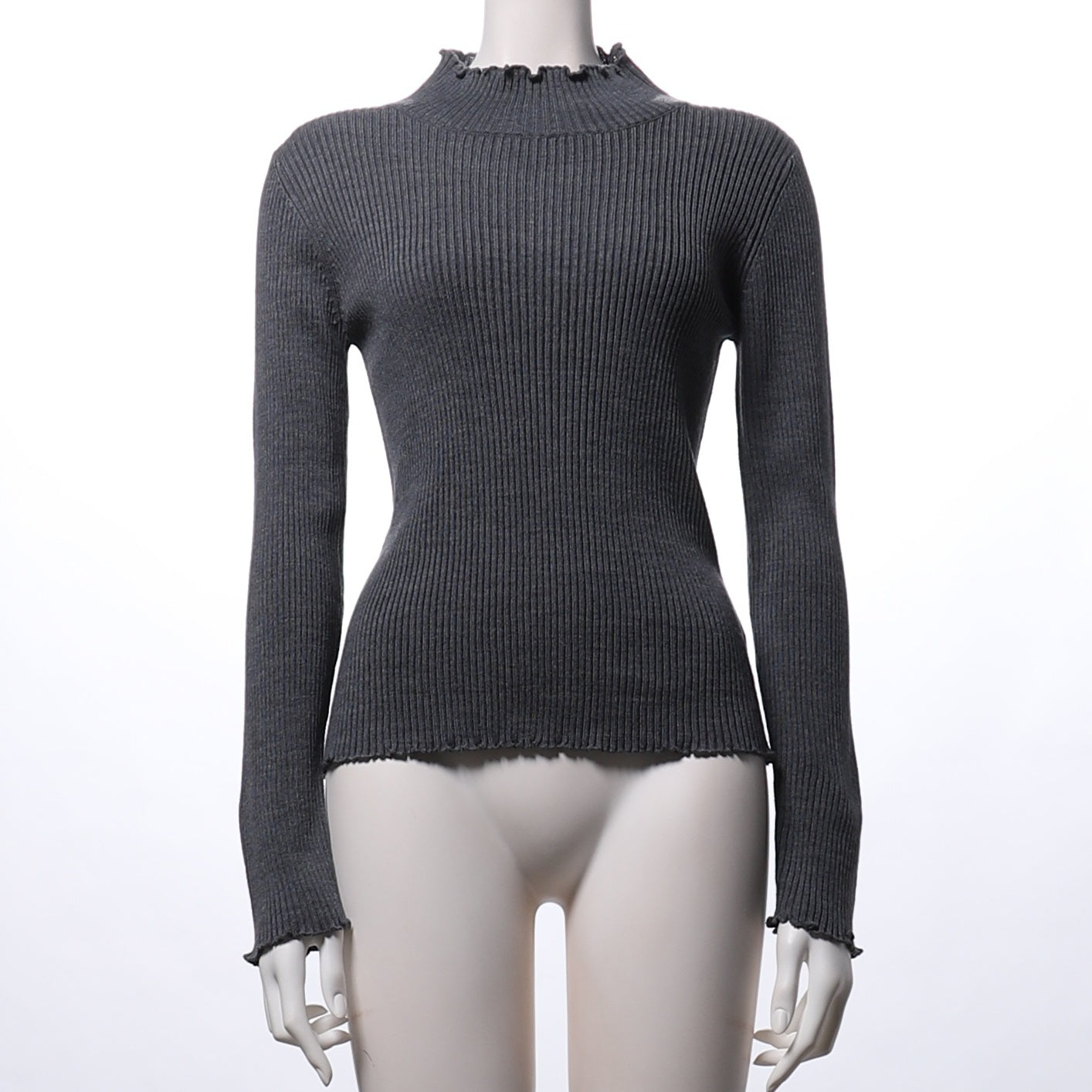 Vネックメローフリルニット