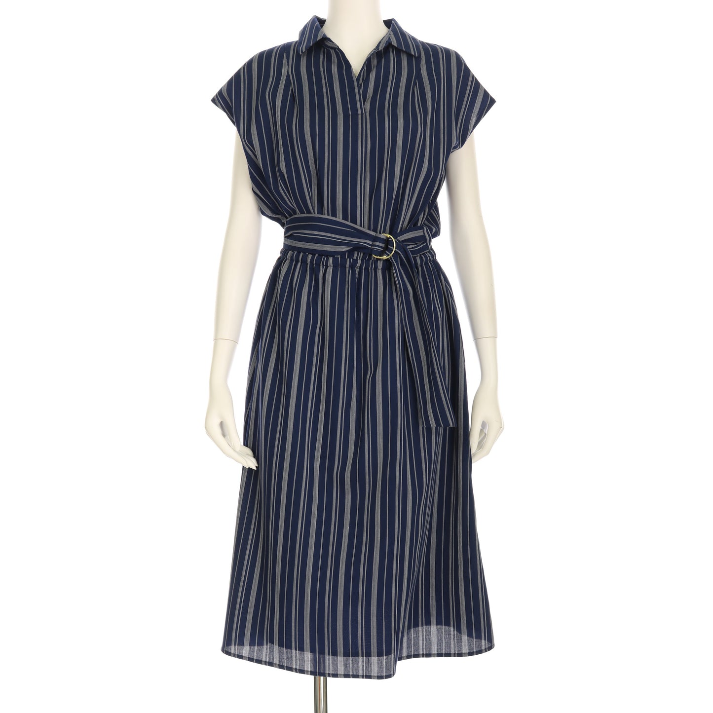 Dカンベルトストライプ柄ワンピース