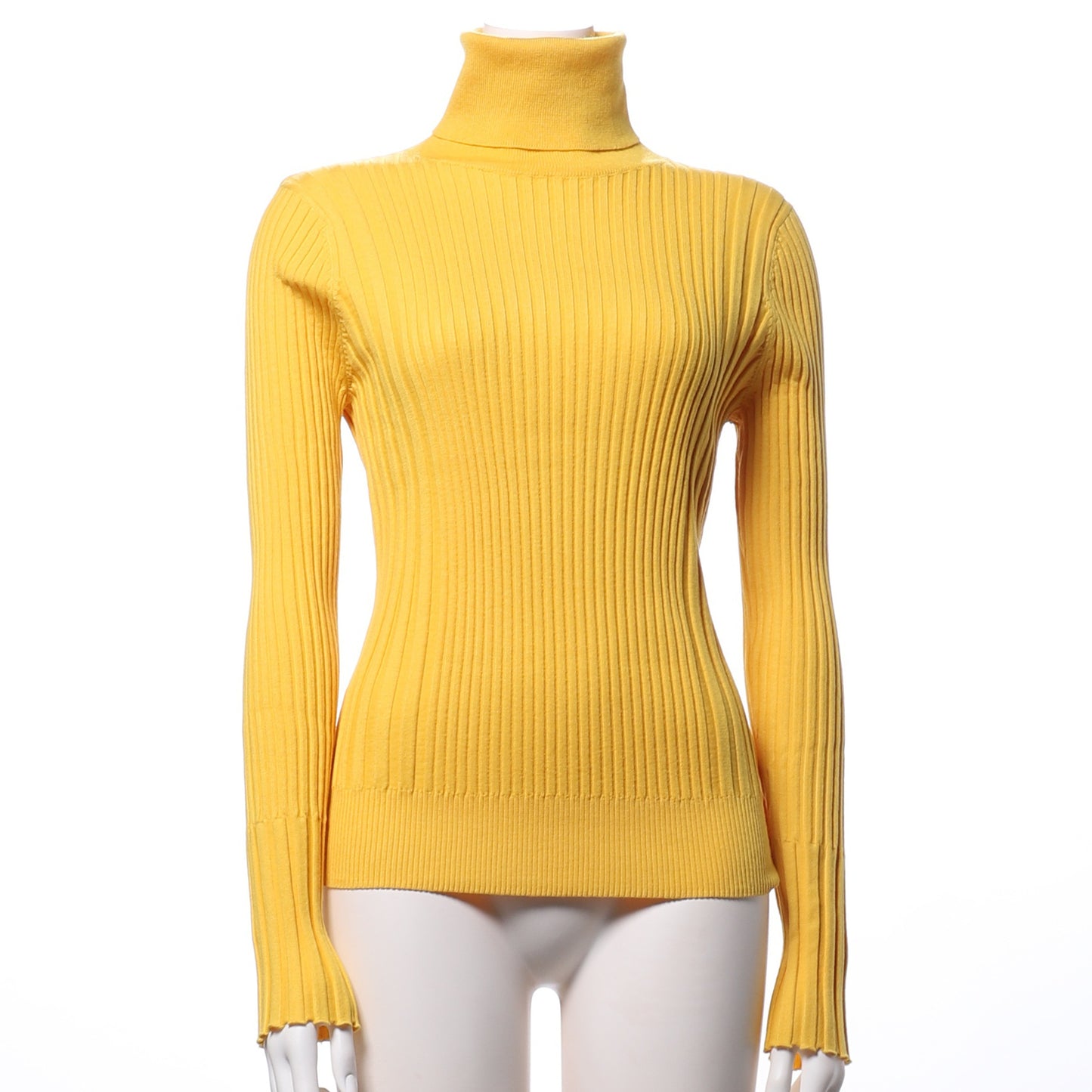 異ピッチリブタートルネックニット