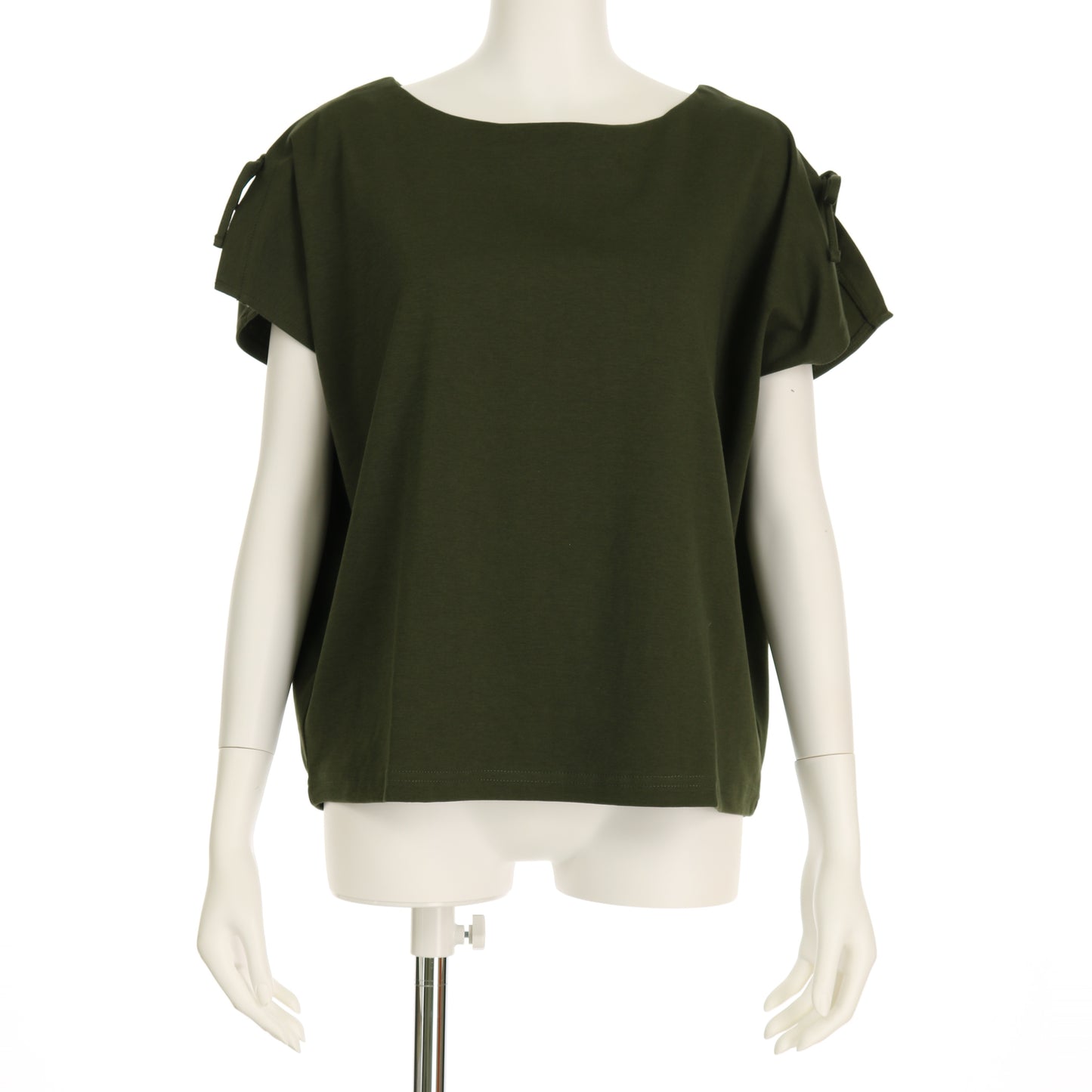 ミニ裏毛スリット袖リボンドルマンカットソー