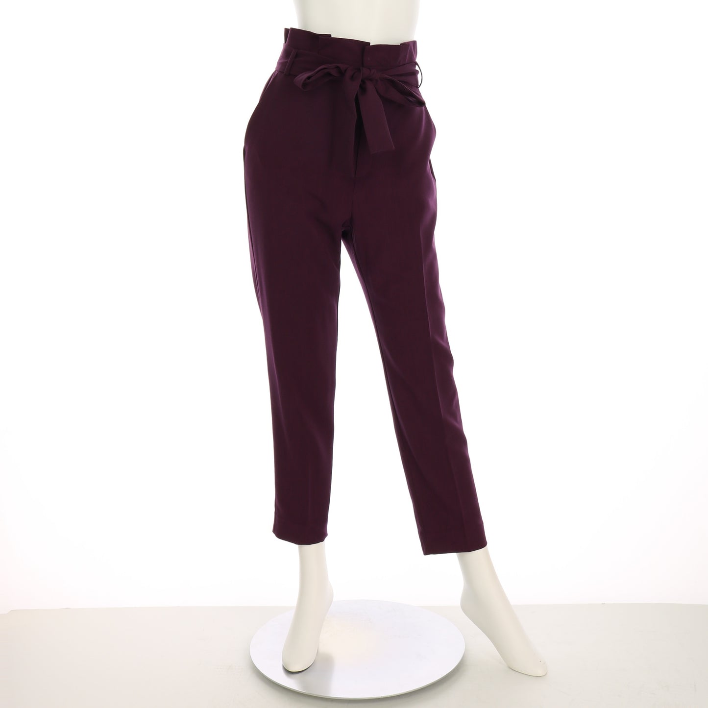 ハイウエストリボンベルトテーパードパンツ