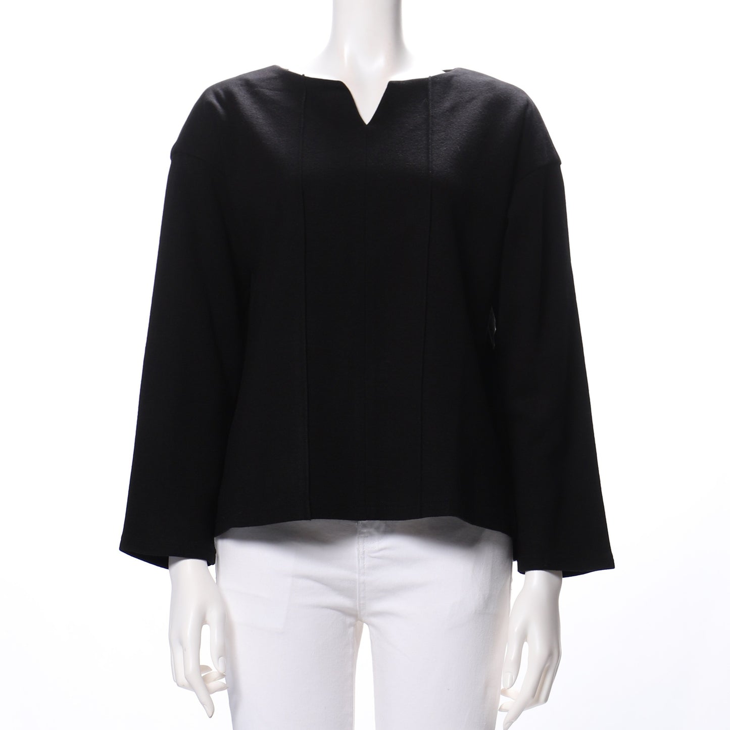 オープンフロントネックドロップショルダーニット