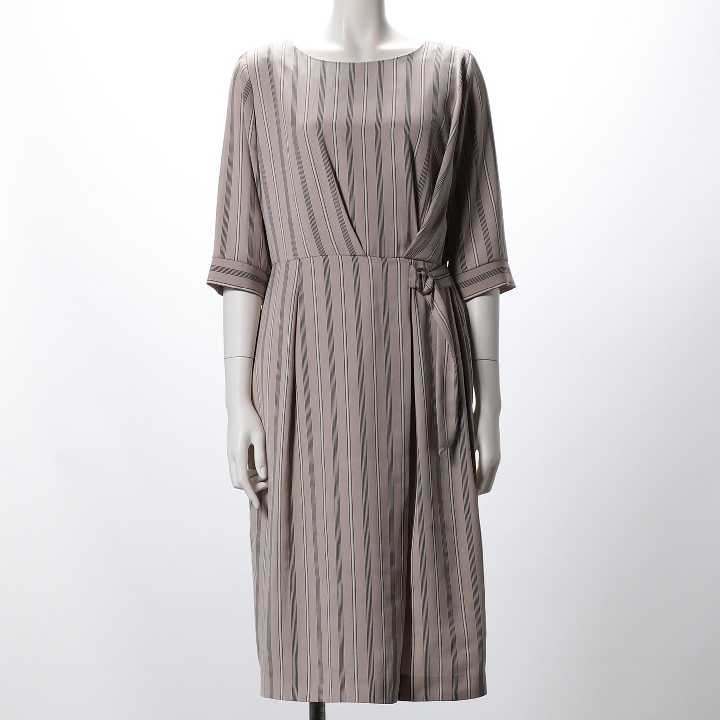 ストライププリントベルトデザインワンピース