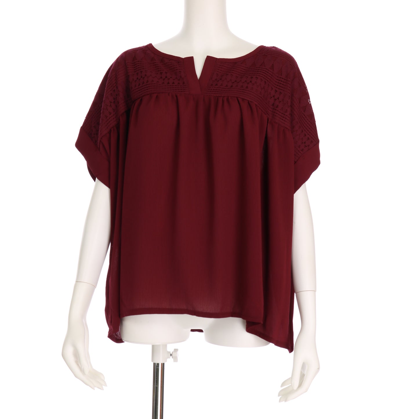 胸元切り替えレース使いブラウス