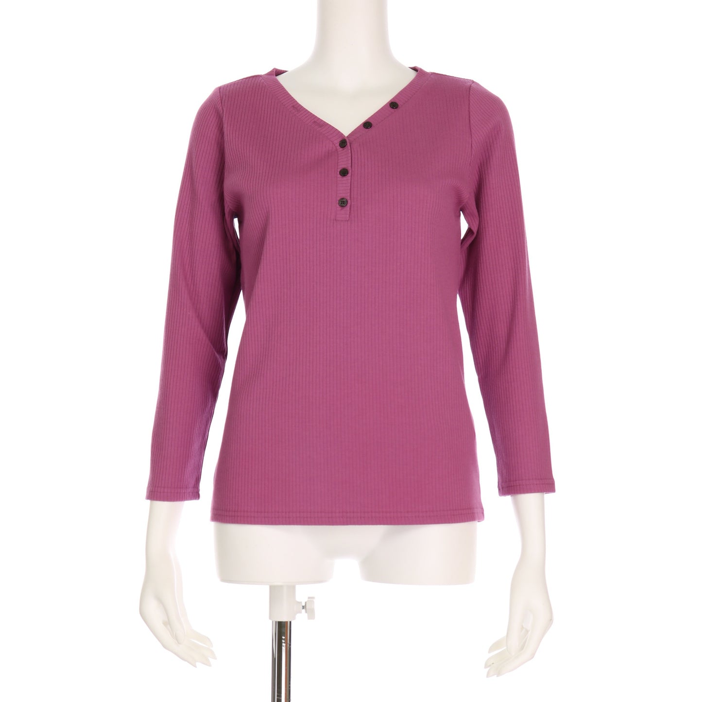 Vヘンリーネックリブカットソー