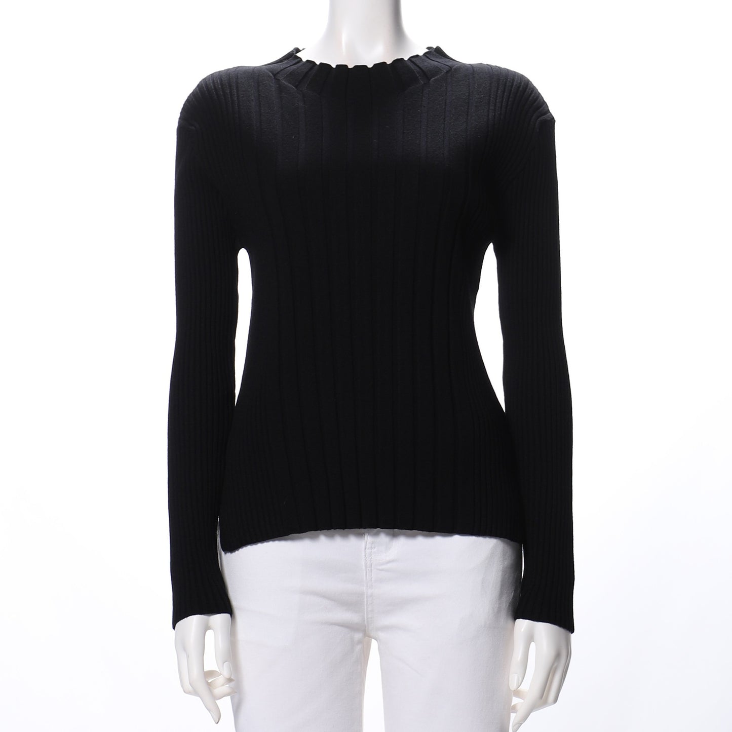 ミニボトルネックリブニット