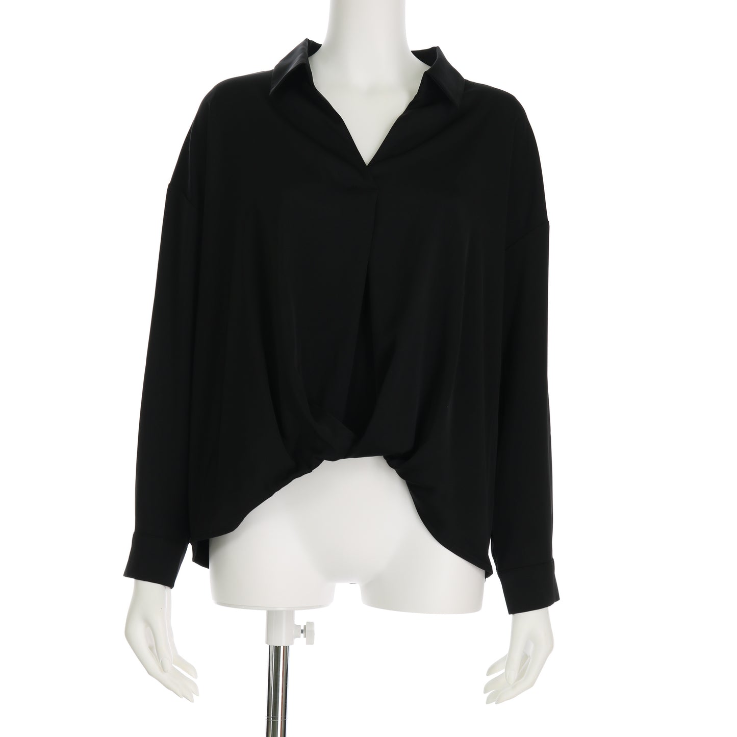 裾タックデザインスキッパーカラーブラウス