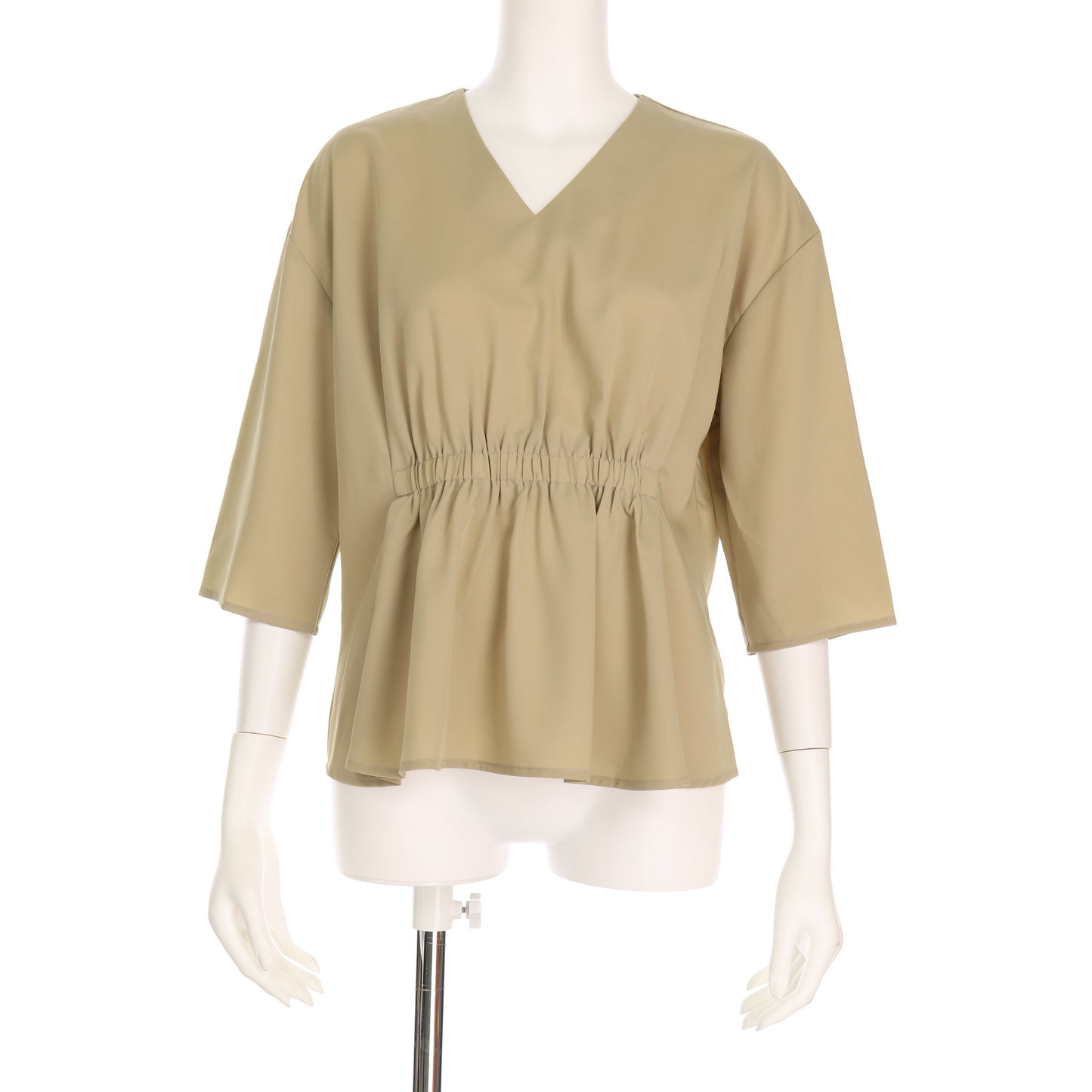 ウエストシャーリングvネックブラウス