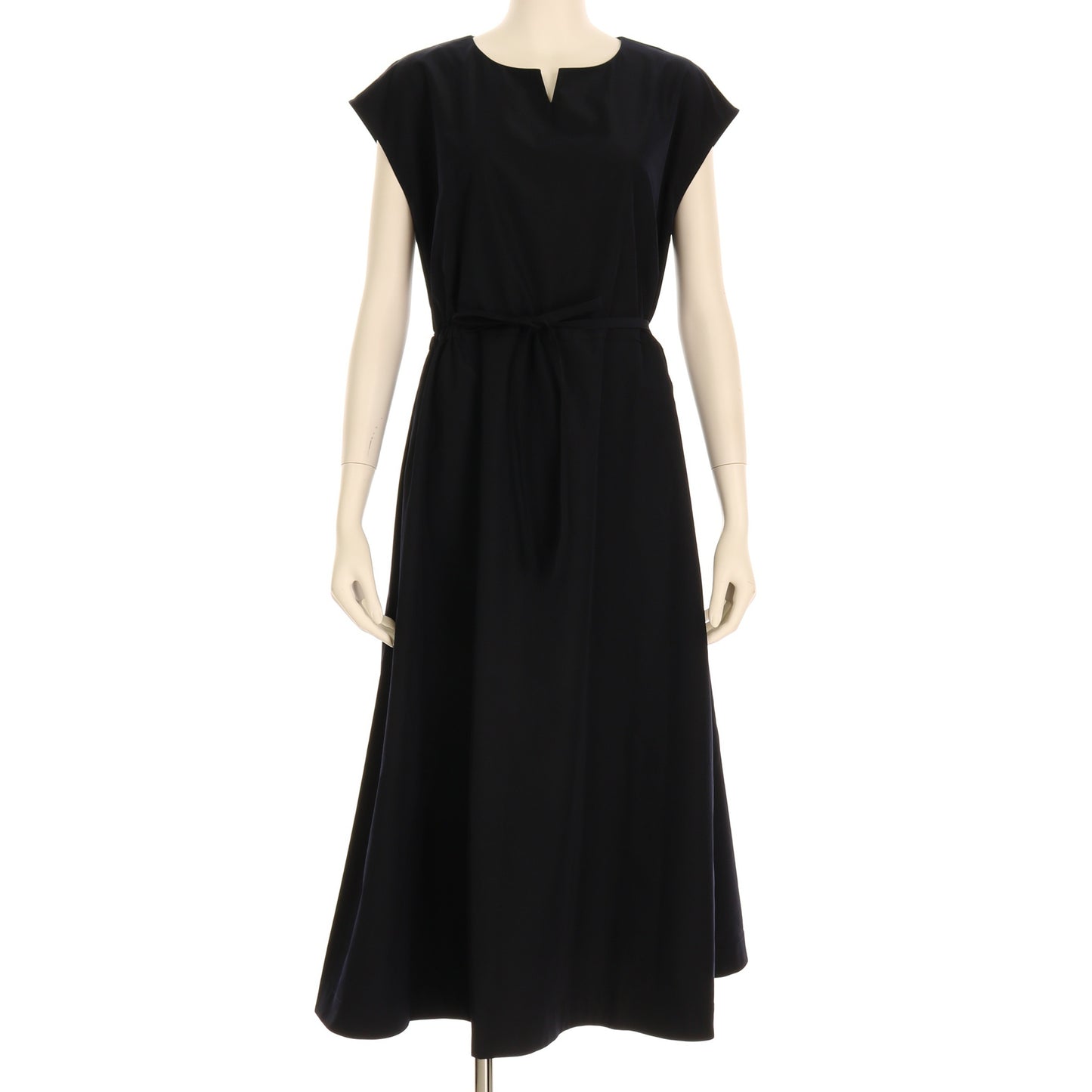 細ウエストリボンオープンフロントネックワンピース