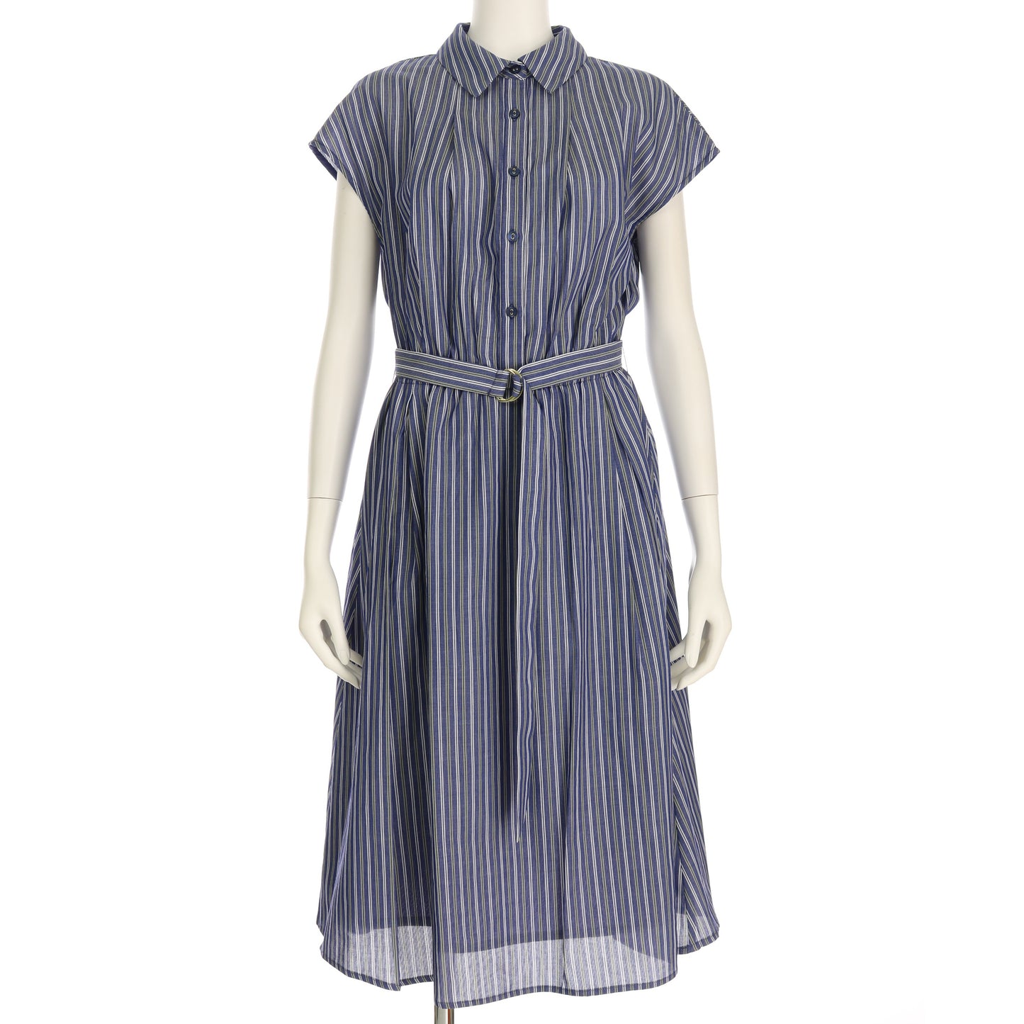 マルチカラーピケストライプシャツワンピース