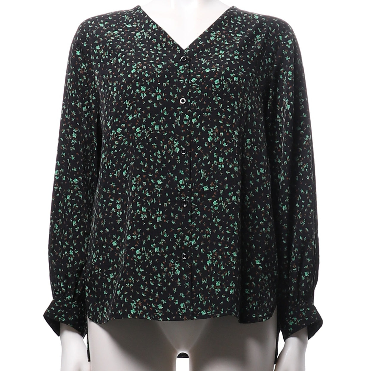 小花柄フロントボタンブラウス