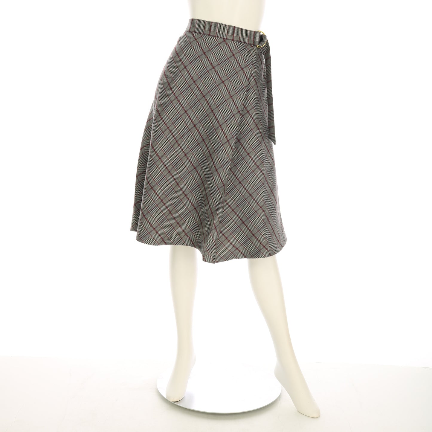 チェック柄ラップ風フレアスカート