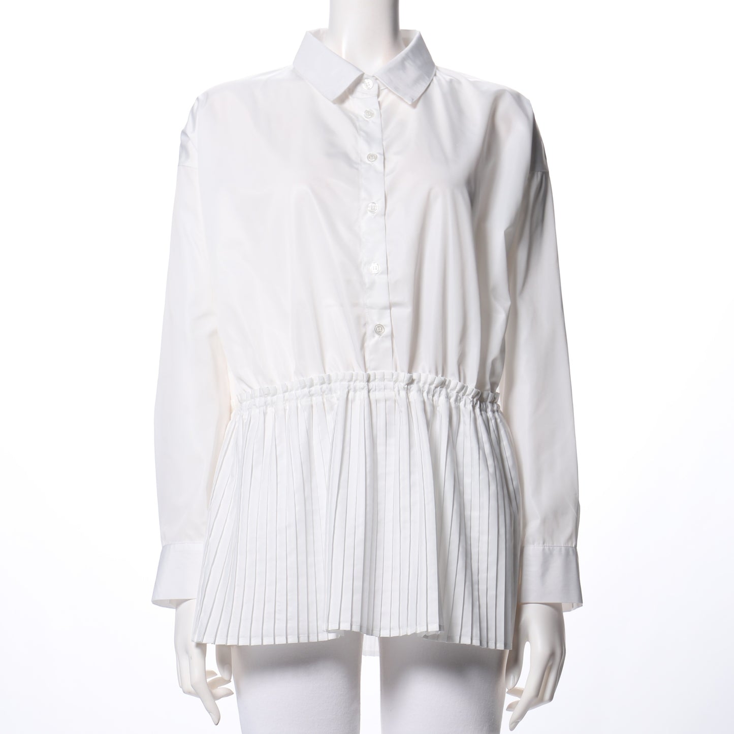 プリーツ切り替えデザインブラウス