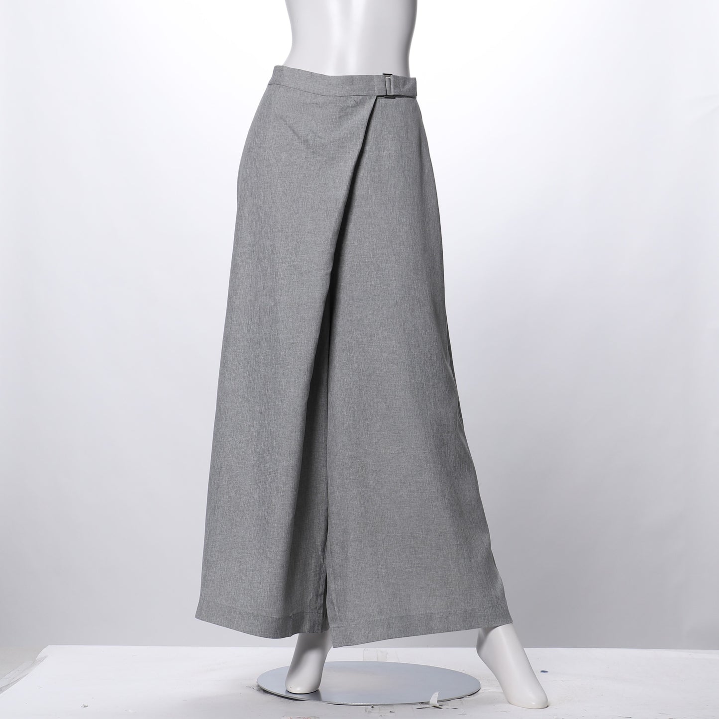 ベルトデザインラップ風ワイドパンツ