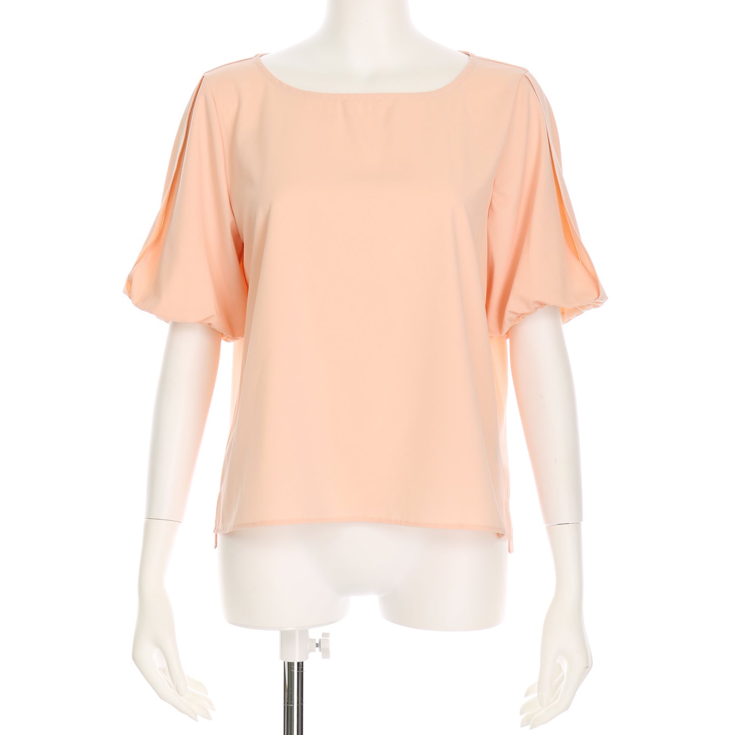 袖素材切替えパフスリーブブラウス