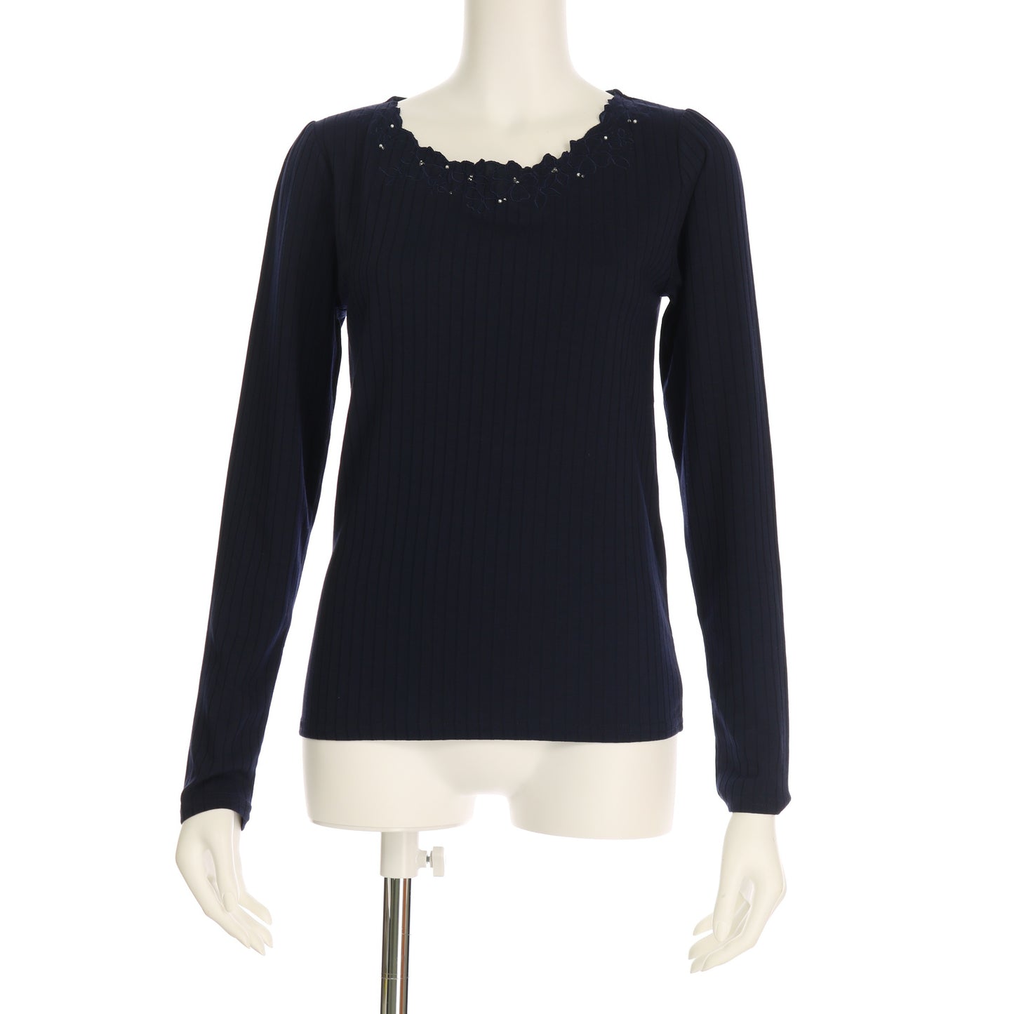 フラワーモチーフリブカットソー