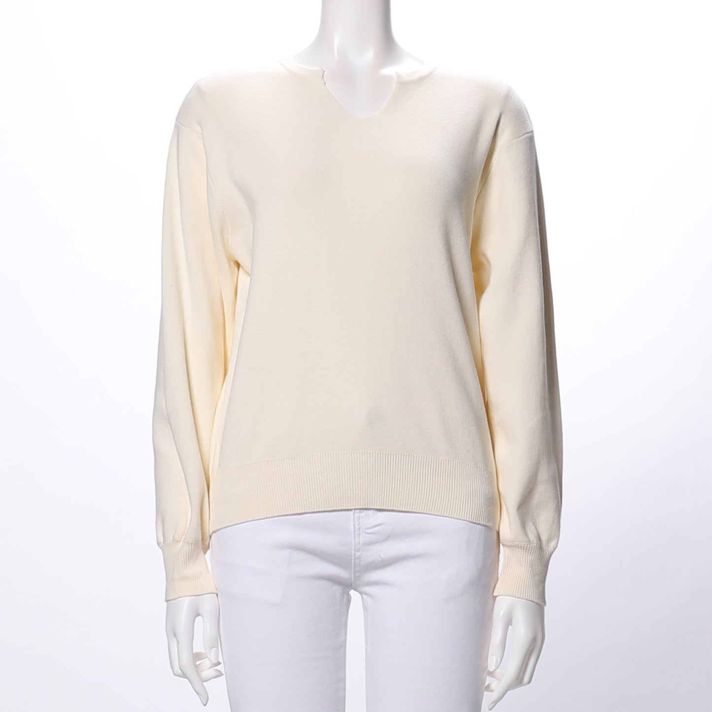 オープンフロントネックニット