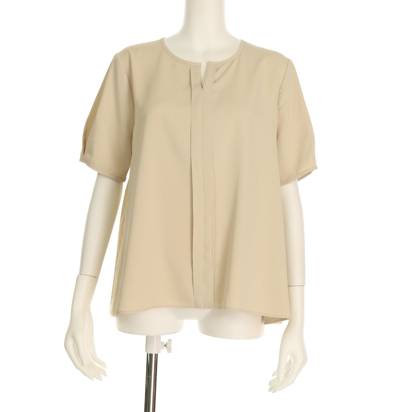 脇レースオープンフロントネックブラウス