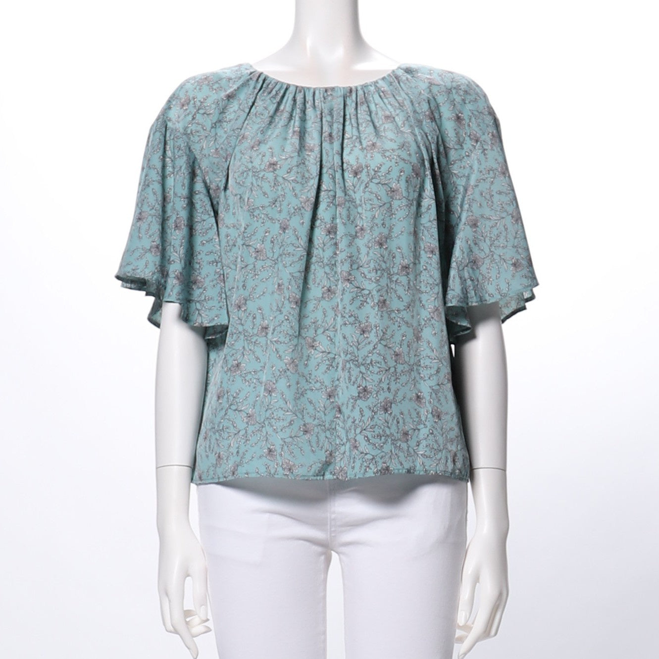 バックデザイン小花柄ブラウス