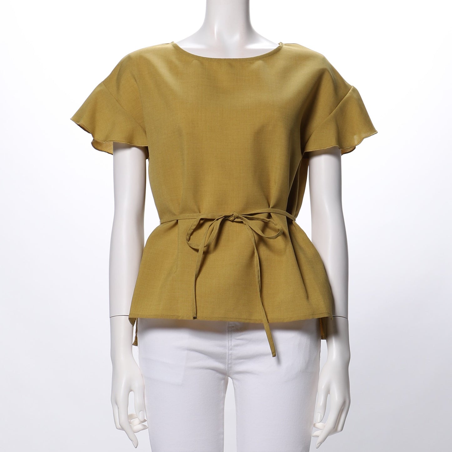 ウエストリボンベルトブラウス