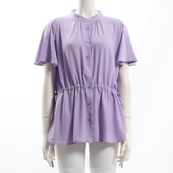 ウエストシャーリング前開きブラウス