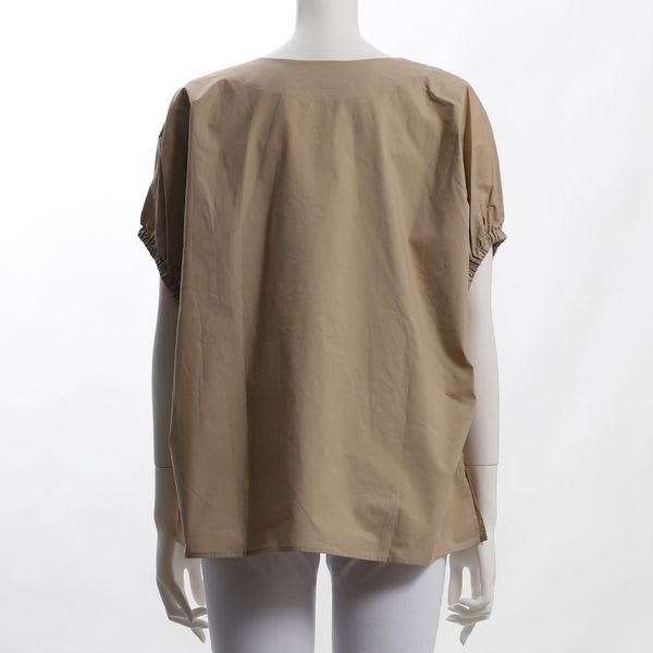 ギャザー袖Vネックブラウス