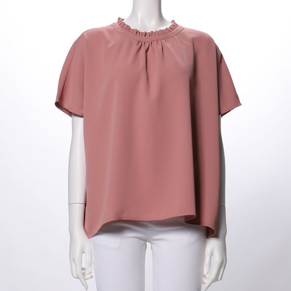 フリルネックブラウス