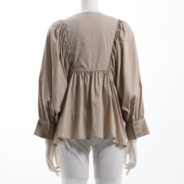 2連リボンドルマンスリーブブラウス