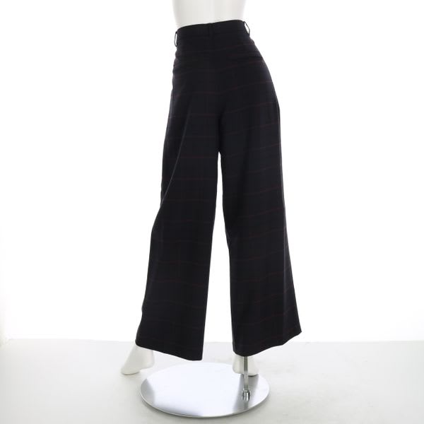 チェック柄タック入りワイドパンツ