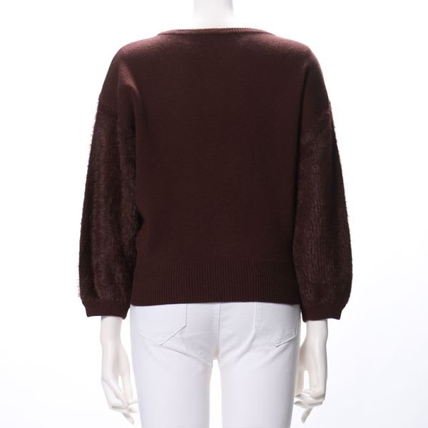 袖異素材切り替えニット