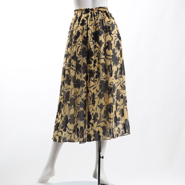 大花柄ギャザーフレアスカート