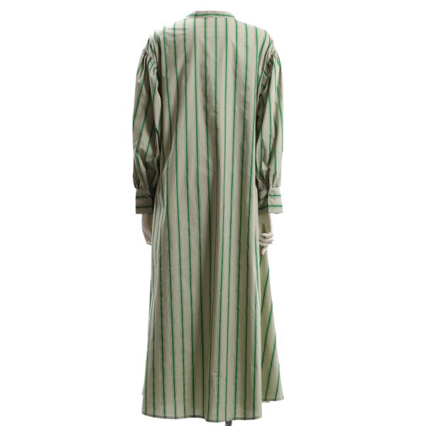 ボリュームスリーブストライプシャツワンピース