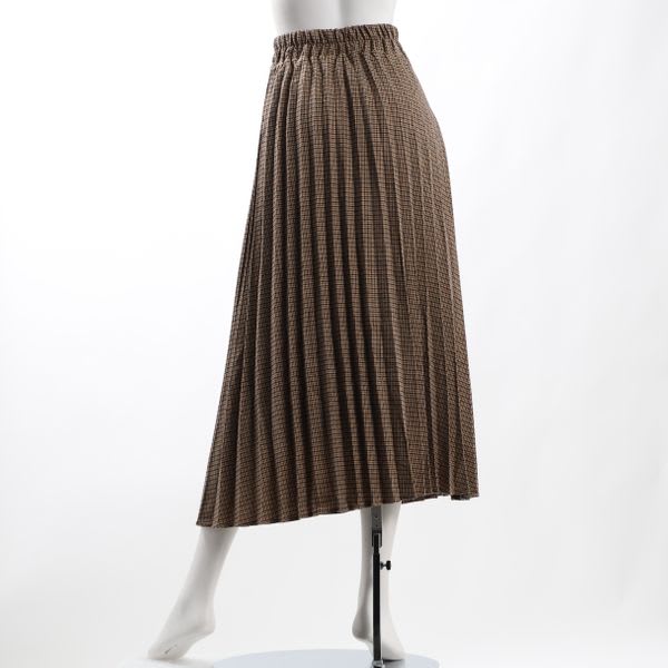 先染めチェック微起毛プリーツスカート