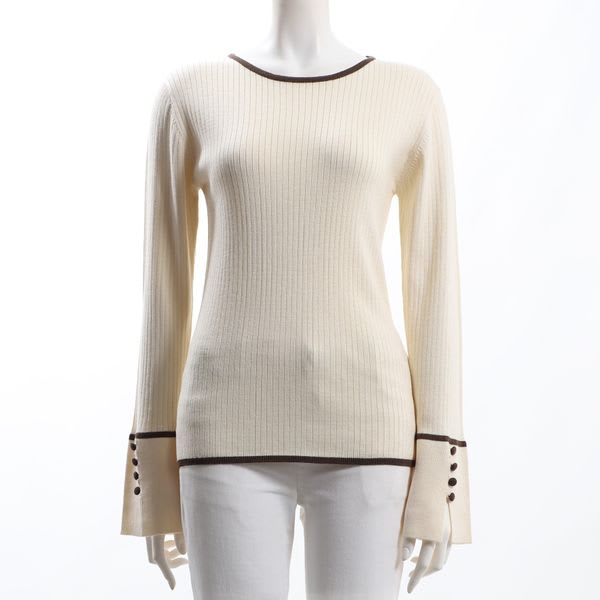 パイピングデザイン袖スリットニット