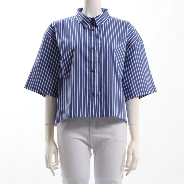 ストライプ柄前開きシャツ