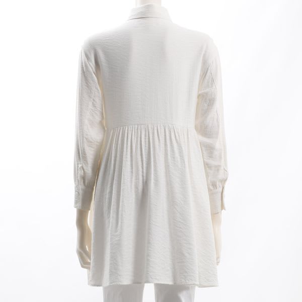 ウエスト切り替えシャツカラーブラウス