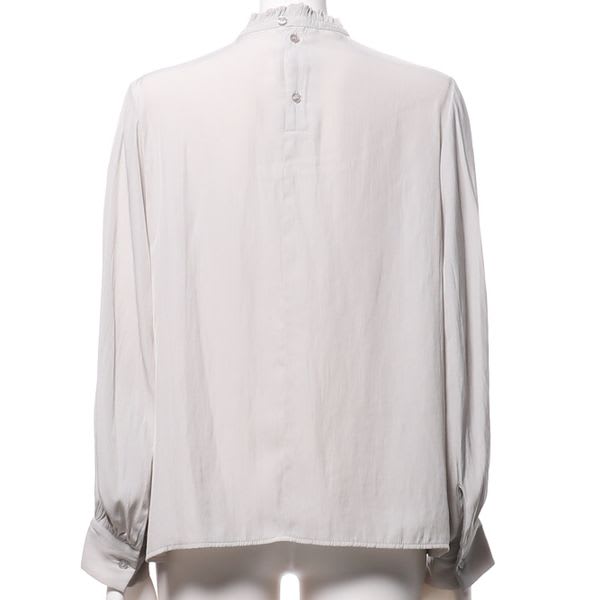 フリルデザインスタンドカラーブラウス