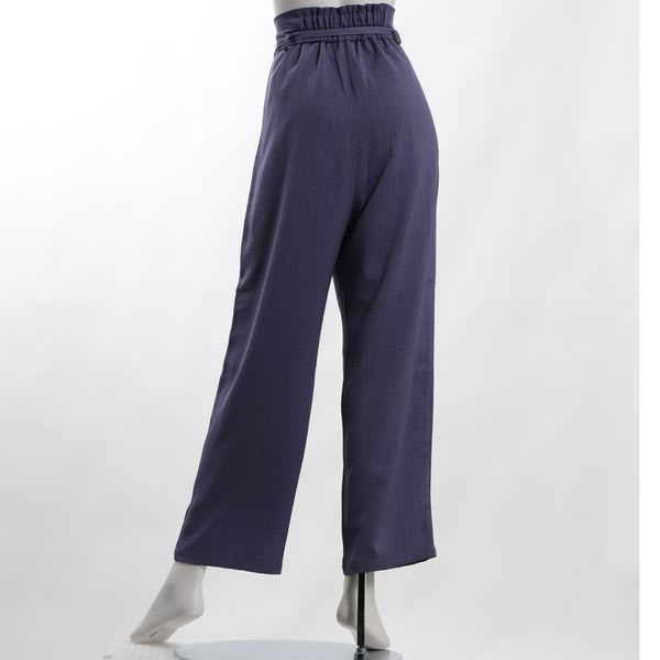 リネンライクラップ風ウエストリボンパンツ