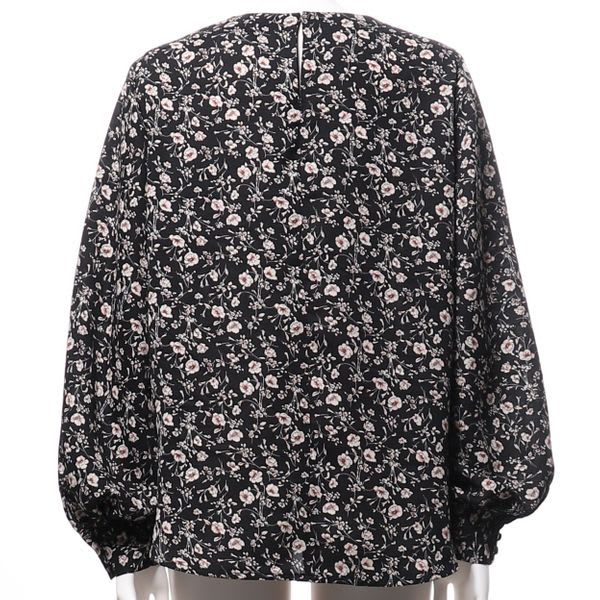 小花柄袖ボリュームブラウス