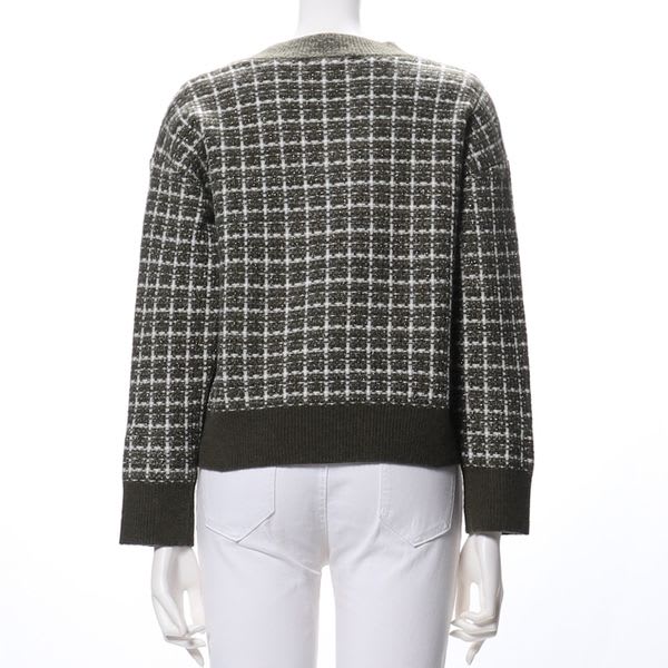 ツイード素材Vネックニット