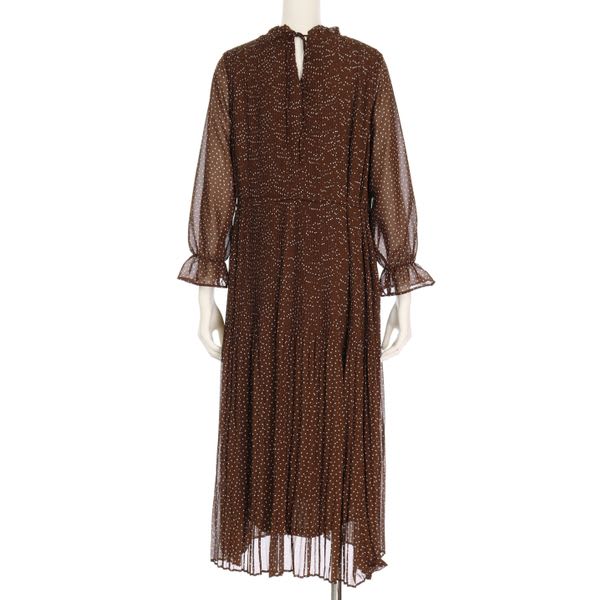 ポルカドット柄プリーツワンピース