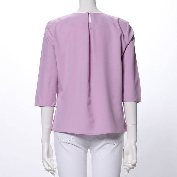 ペプラムデザインラウンドネックブラウス