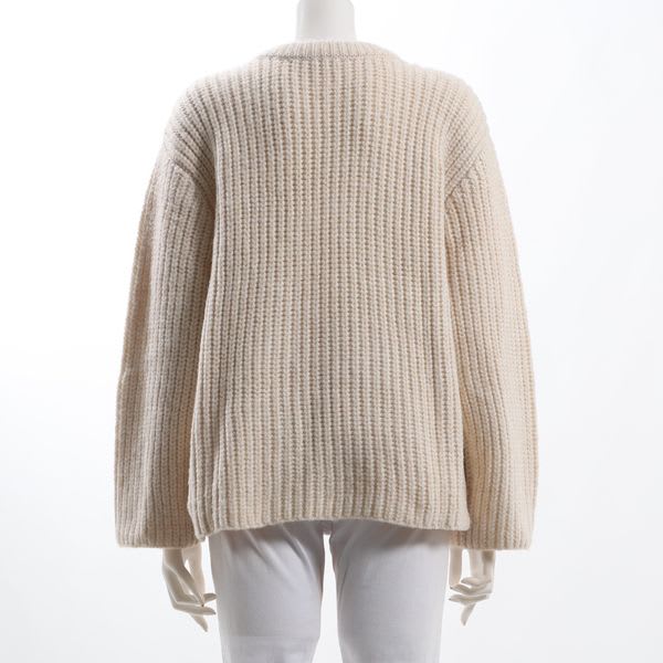 片畦編みドロップショルダーウィンドニット