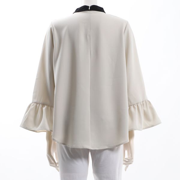 バイカラー袖ブラウス
