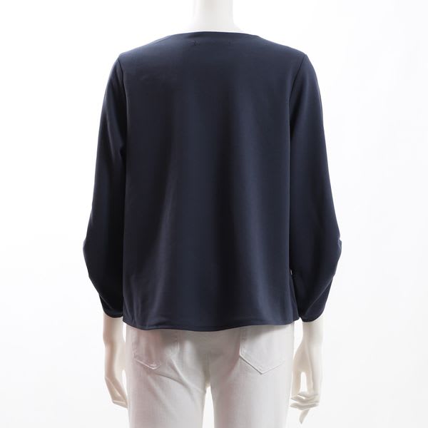 袖シャーリングフロントボタンブラウス